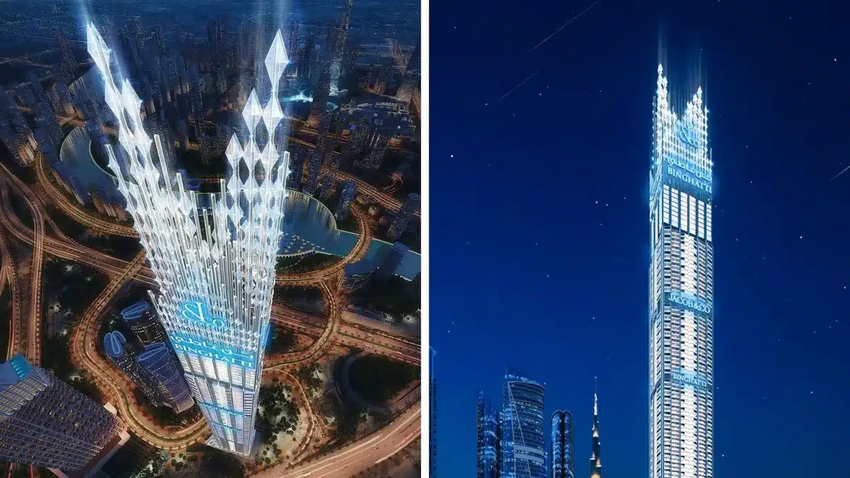 ドバイで世界一高い住宅用タワー「Burj Binghatti Jacob & Co Residences」の建設計画が発表、更にダイヤモンドの冠を戴く印象的な外観になる予定